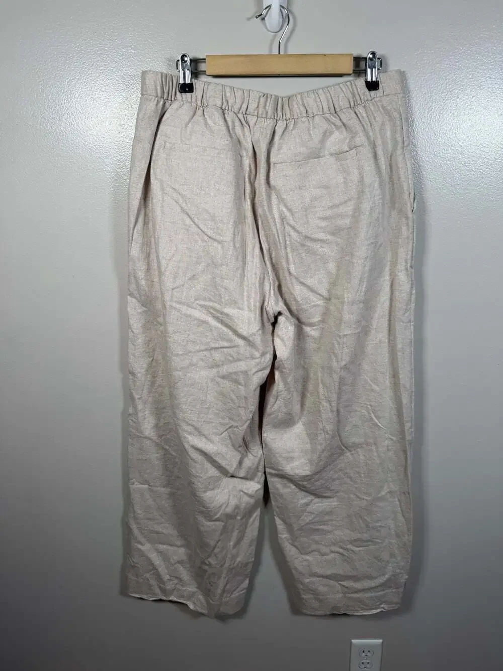 Banana Republic Hayden Wide Leg Linen Pants Size Large Pull On Neutral Coastal
